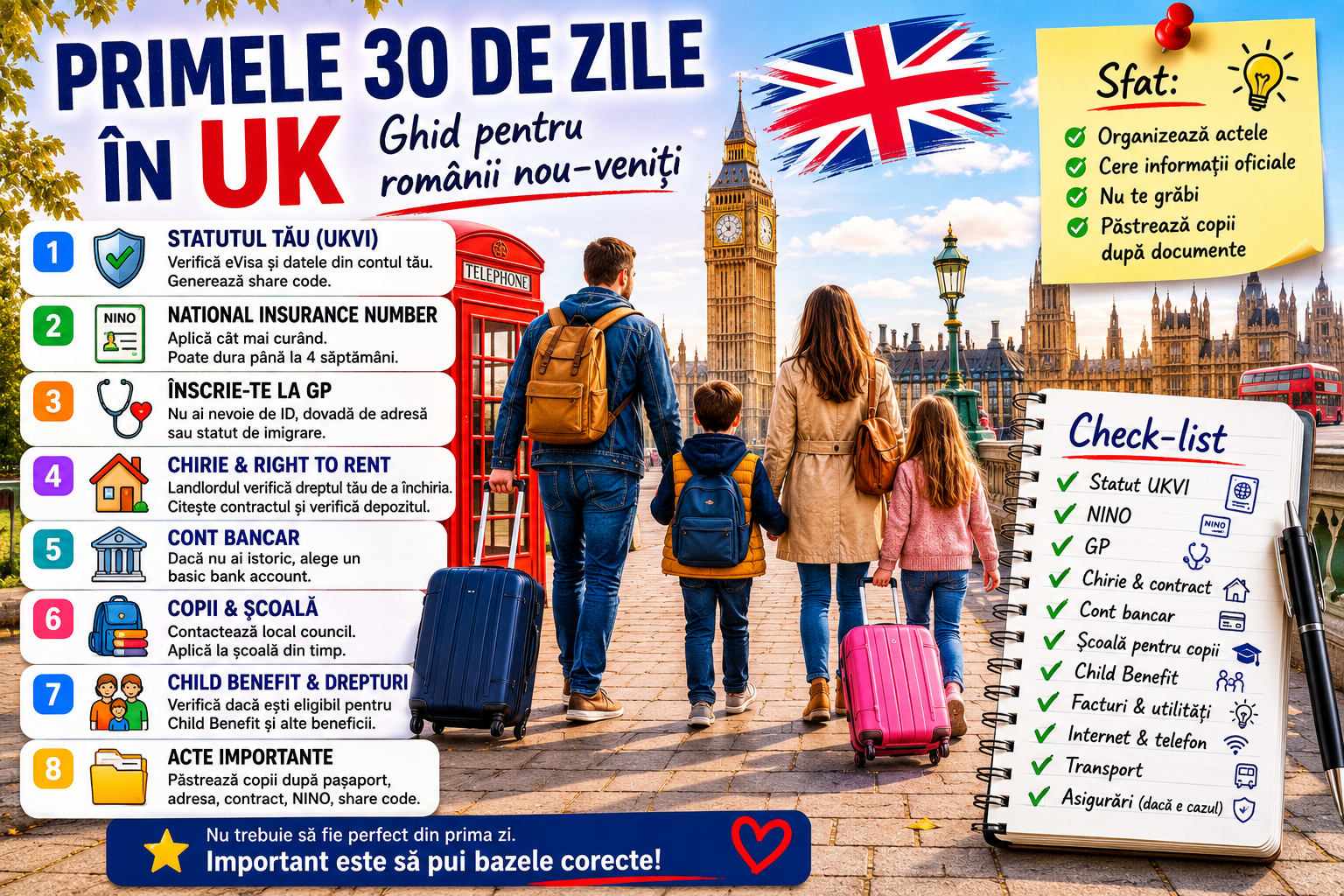 Primele 30 de zile în UK: ghid practic pentru românii care se mută în Marea Britanie