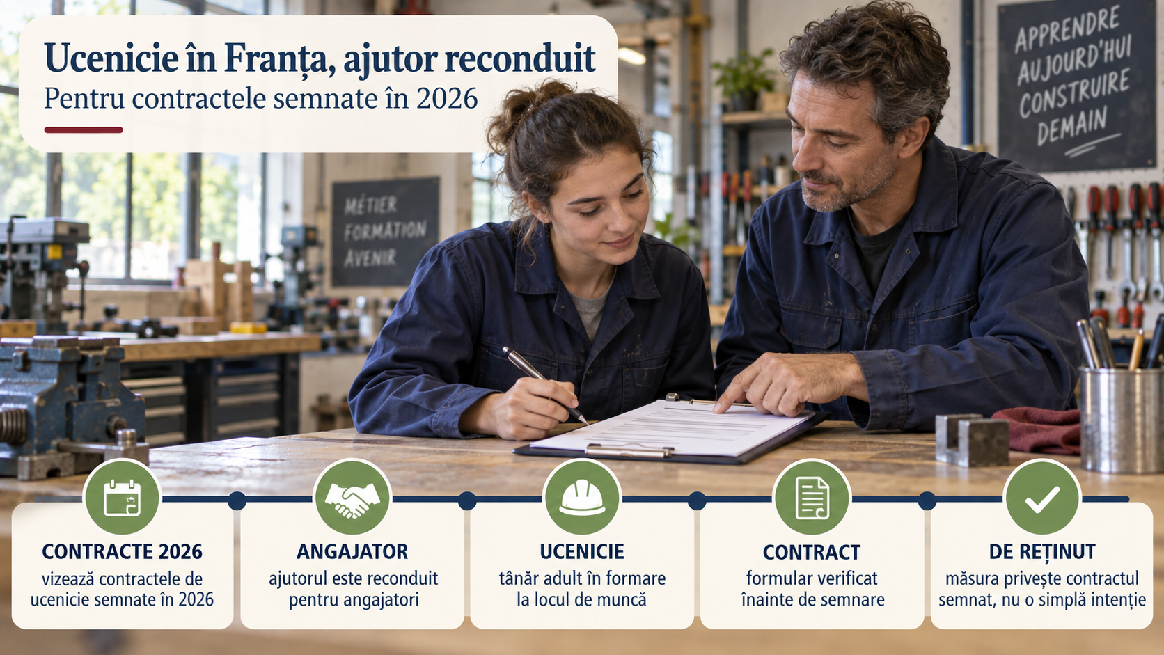 Franța prelungește ajutorul pentru angajatorii care semnează contracte de ucenicie în 2026