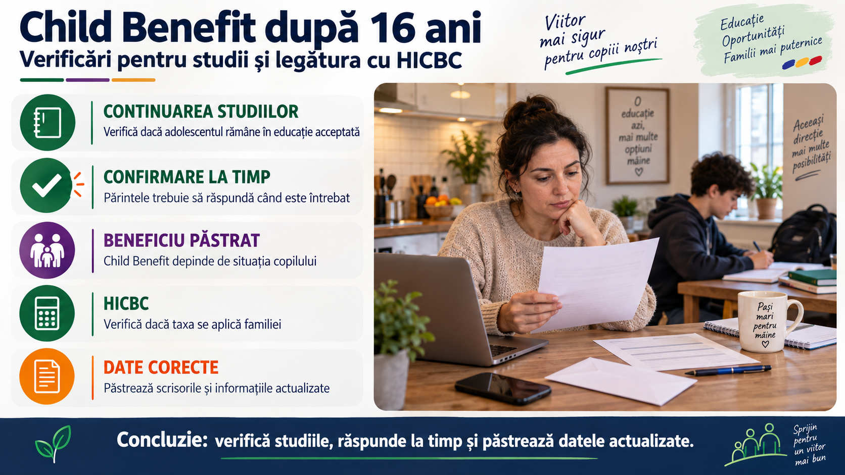 Child Benefit după 16 ani: ce verifică părinții români din UK și legătura cu HICBC