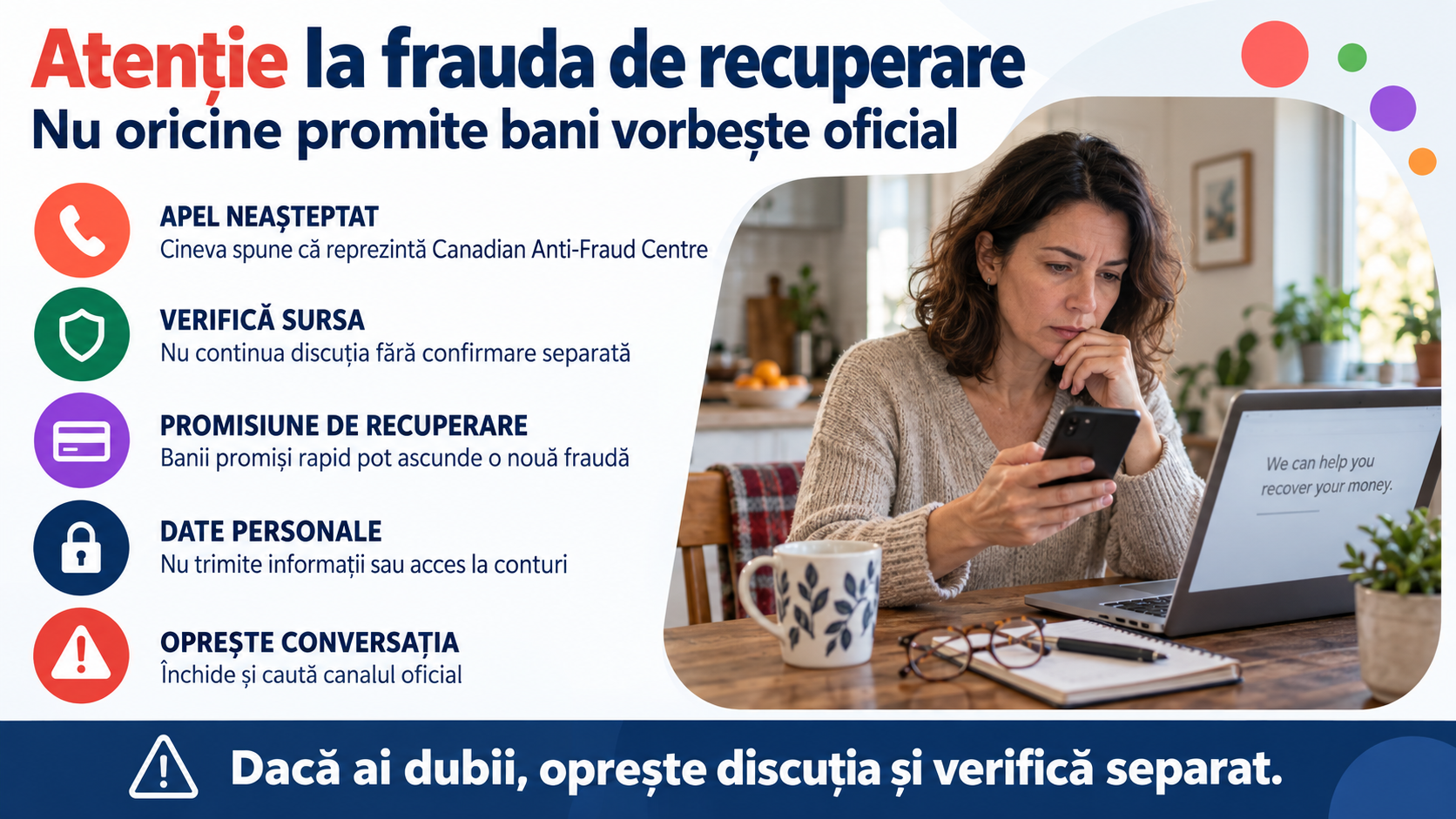 Frauda de recuperare în Canada: când cineva se dă drept Canadian Anti-Fraud Centre și promite banii înapoi