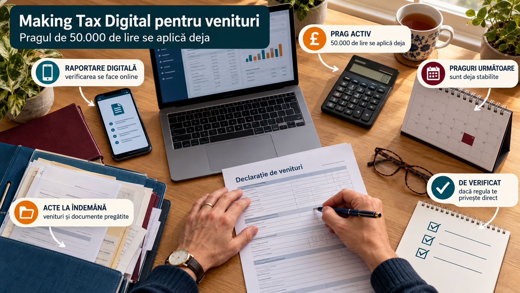 Making Tax Digital for Income Tax: pragul de £50,000 se aplică deja, iar următoarele praguri sunt stabilite