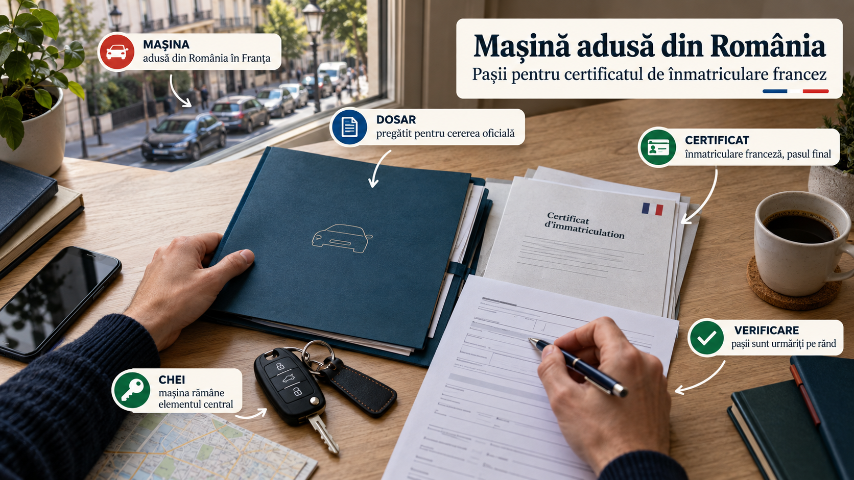 Ai adus mașina din România în Franța? Pașii oficiali pentru certificatul de înmatriculare francez