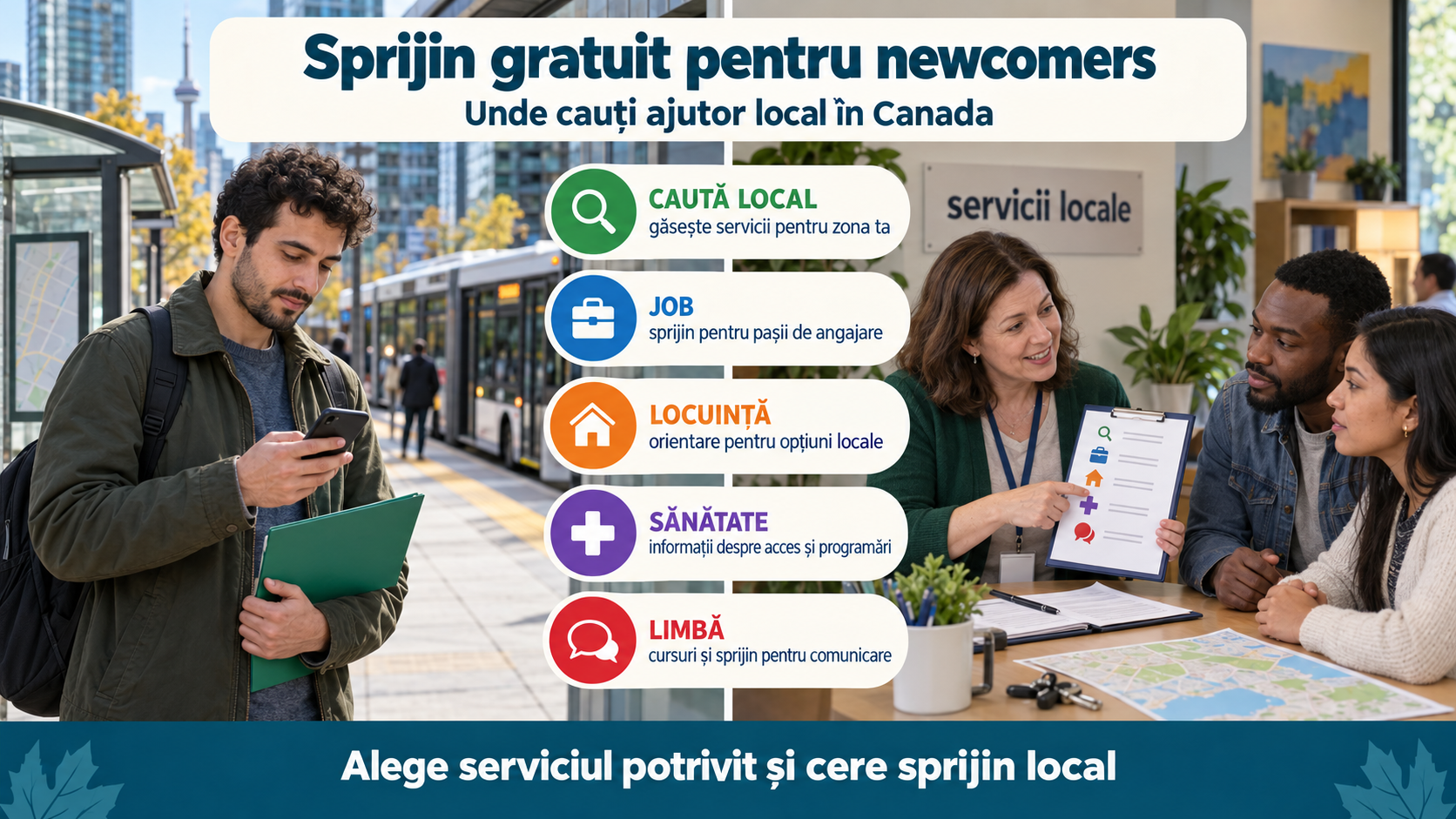 Servicii gratuite pentru newcomers în Canada: unde cauți sprijin pentru job, locuință, sănătate și limbă