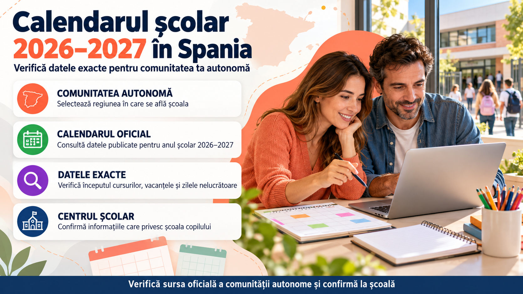 Calendarul școlar 2026–2027 în Spania: unde verifică părinții datele exacte