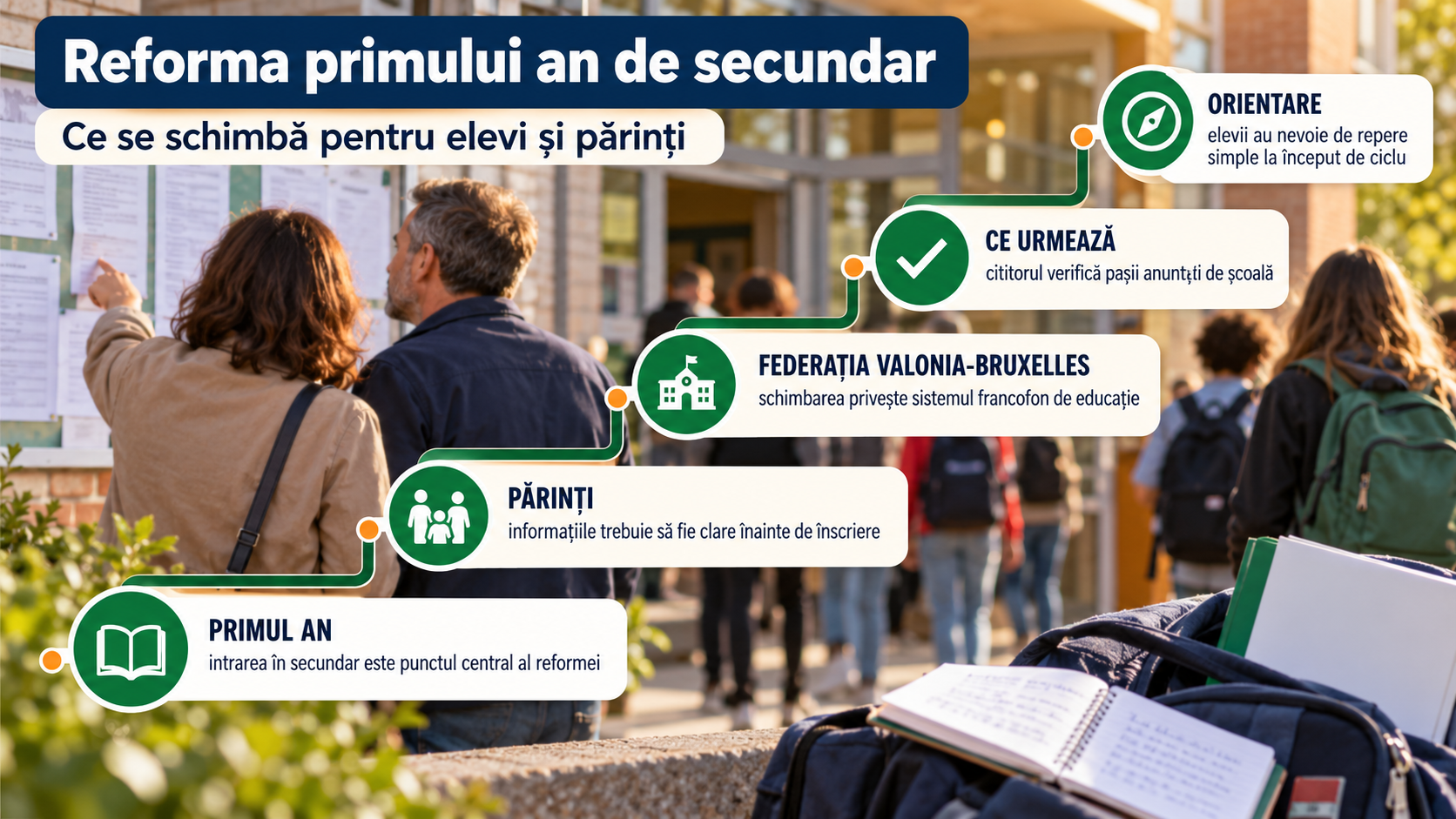 Reforma primului an de secundar în Valonia-Bruxelles: ce trebuie să știe părinții