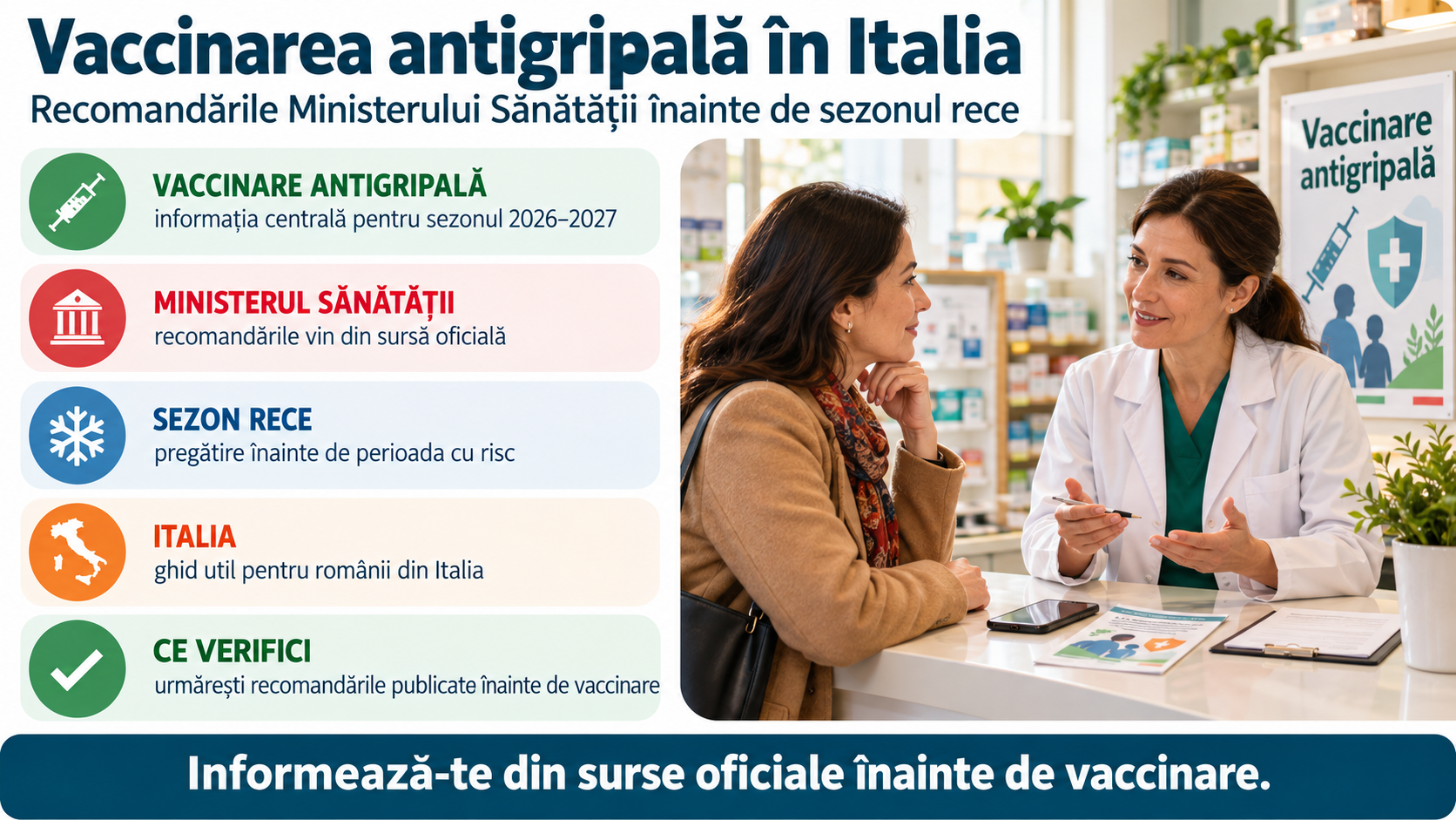 Vaccinarea antigripală 2026–2027 în Italia: recomandările Ministerului Sănătății înainte de sezonul rece